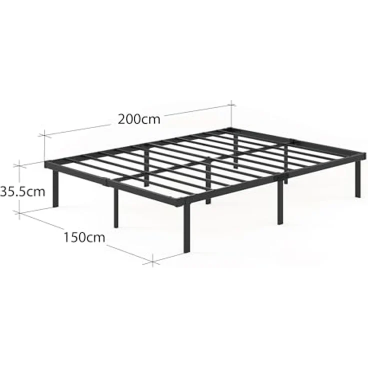 Zinus Caleb Bett 150x200 cm - Höhe 36 cm mit Stauraum unter dem Bett - Metall-Plattform-Bettrahmen - klappbarer Bettrahmen - Schwarz – Bild 3
