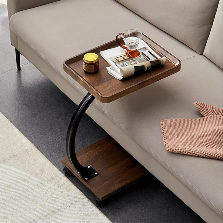 TUWENA Beistelltisch Beistelltisch C Form, Couchtisch Kleiner, Sofatisch mit Rollen 360°, Beweglich Couchtisch Betttisch für Couch Wohnzimmer und Schlafzimmer – Bild 4