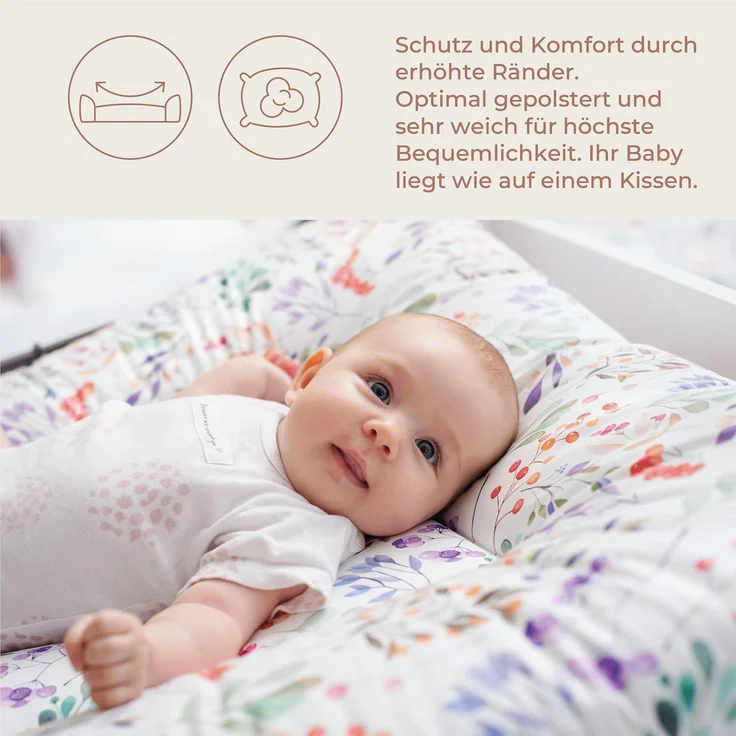 Ceba Baby® weiche Wickelauflage 50x70 cm - Baby Wickelunterlage - Wickeltischauflage für Junge und Mädchen - Wasserdicht, abwaschbar - OEKO-TEX® Standard 100 - Made in EU - Elefant im Ballon – Bild 4