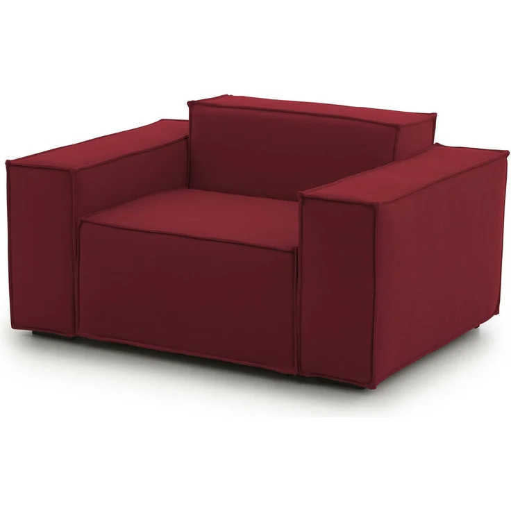 Dmora Leonia-Sessel, Wohnzimmersessel, 100 % Made in Italy, Relaxsessel aus gepolstertem Stoff, 140 x 95 x 70 cm, Rot – Bild 1