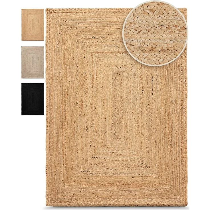 carpetfine Teppich Nele Juteteppich Naturfaser, rechteckig, Höhe: 6 mm, geflochtener Wendeteppich aus 100% Jute, quadratisch und als Läufer – Bild 1