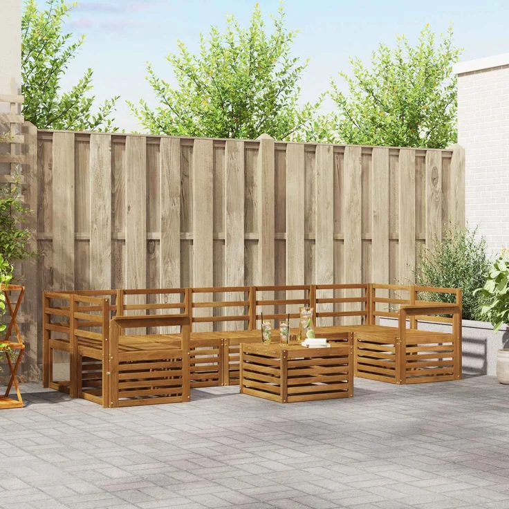 vidaXL Outdoor-Sofagarnitur 8 stk. 7-Sitzer Natur Massivholz Akazie 3374514 – Bild 1