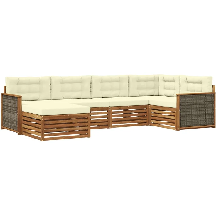 vidaXL Outdoor-Sofagarnitur 6 stk. 6-Sitzer Natur und Creme 3383558 – Bild 2
