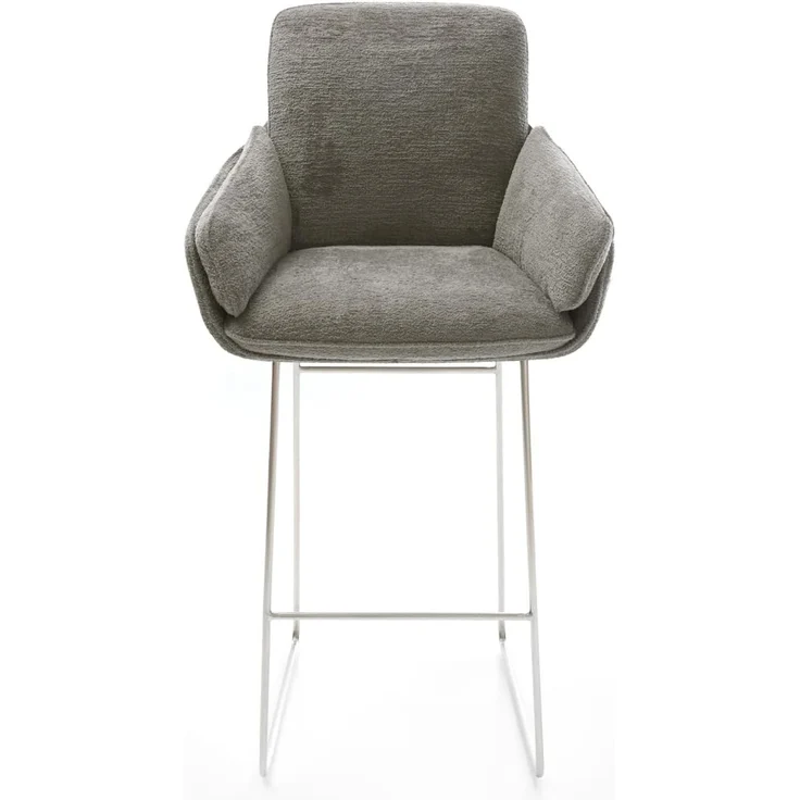 Barstuhl Luan-Flex Bouclé Soft Schlamm Kufengestell Edelstahl Silberfarben – Bild 3