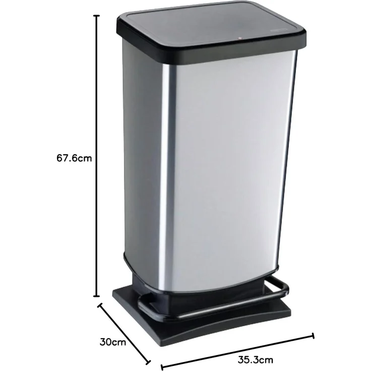 ROTHO Treteimer 'Paso', 40l, 67,6 x 35,3 x 29,5 cm (HxTxB), silber – Bild 6