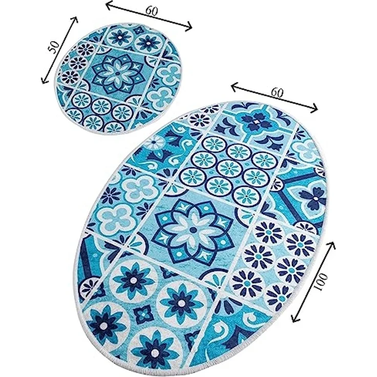 Badezimmerteppich-Set, 2-teilig, Mosaik, Blau – Bild 3
