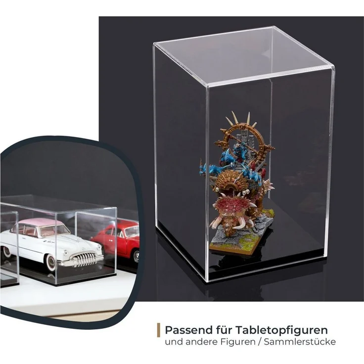 HMF Vitrine elegante Acryl Vitrine, Ausstellungskasten für Sammelstücke Schaukasten für Modellautos, Figuren, 14 x 14 x 22 cm, transparent – Bild 3