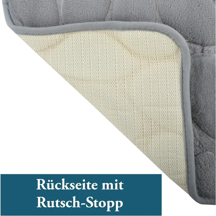 MSV Badematte KIESELSTEIN, rutschhemmende Beschichtung, für Fußbodenheizung geeignet, strapazierfähig, waschbar, schnelltrocknend, Microfaser, PVC, aus super-weicher Microfaser, in 2 Größen und vielen trendigen Farben erhältlich, 40 x 60 cm, grau – Bild 3