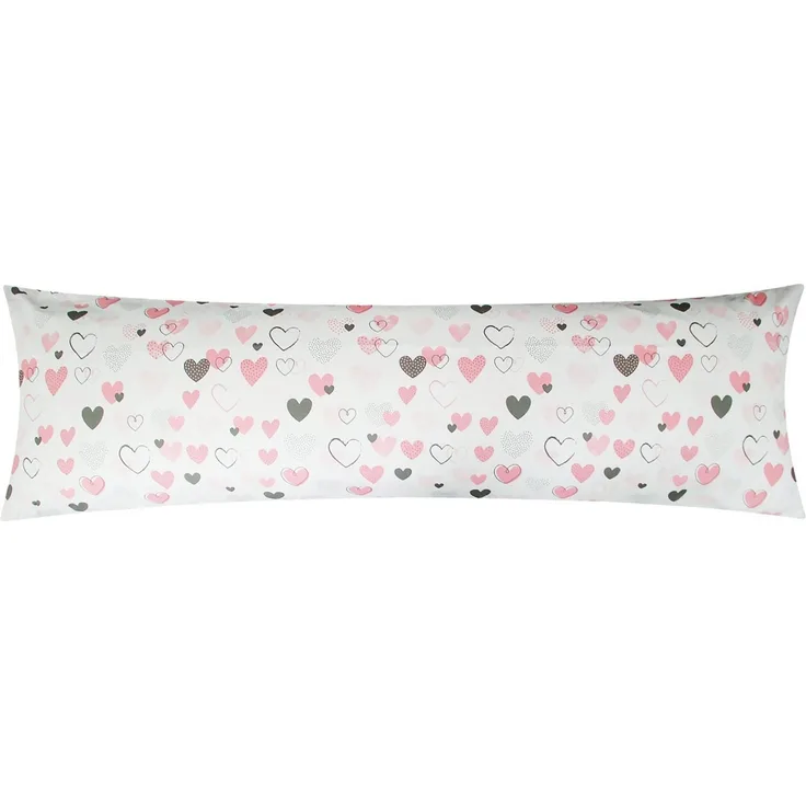 Heubergshop Seitenschläferkissenbezug, (1 Stück), 40x145cm Reißverschluss lange Seite Love Liebe Herzen (KY-187/1)