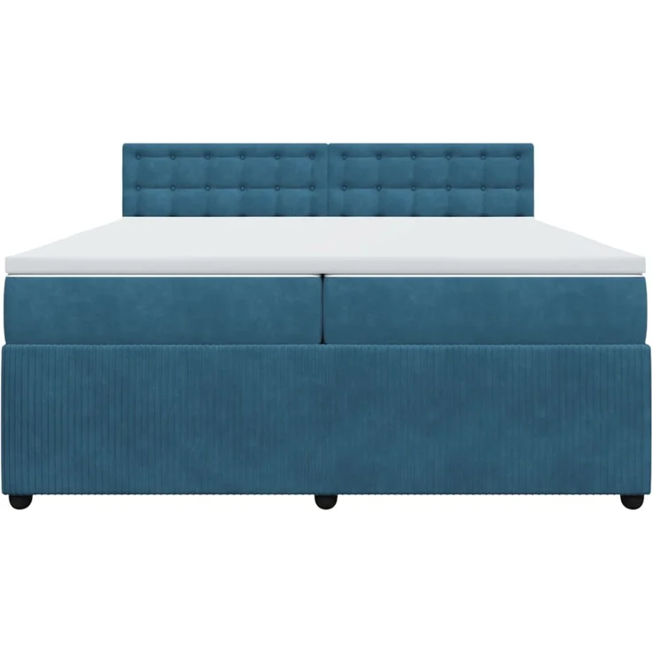 vidaXL Boxspringbett mit Matratze Blau 200x200 cm Samt 3287846 – Bild 3