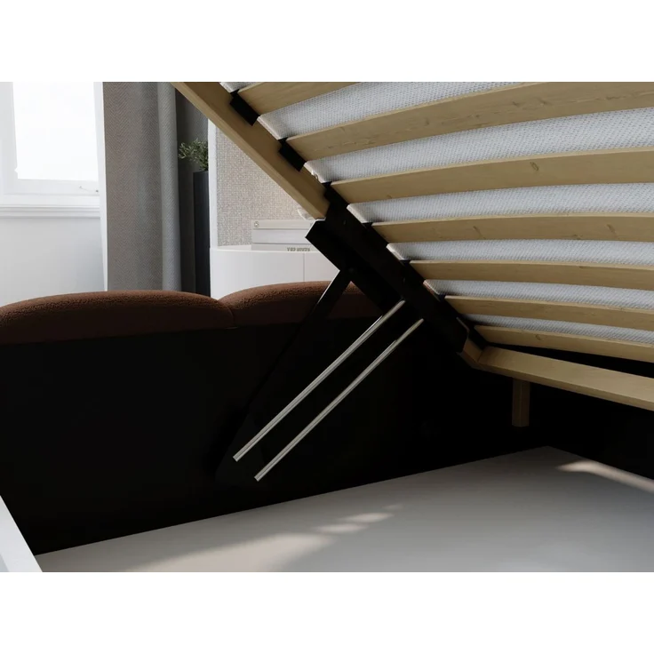 GRAINGOLD Modo Polsterbett 140x200, Doppelbett mit Kopfteil, groß Stauraum, Velour-Stoff, Braun – Bild 6