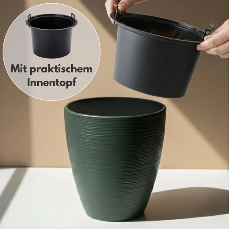 matches21 HOME & HOBBY Blumentopf Großer Outdoor Blumentopf CALMO licht-grau in 29x32 cm (1 St), Runder innen, außen Pflanztopf als wetterfester Pflanzen-Topf – Bild 2