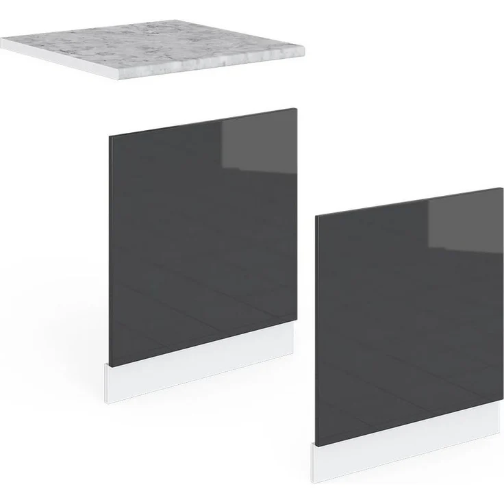 Frontblende R-Line Anthrazit Hochglanz 60 cm ohne Arbeitsplatte Vicco – Bild 2