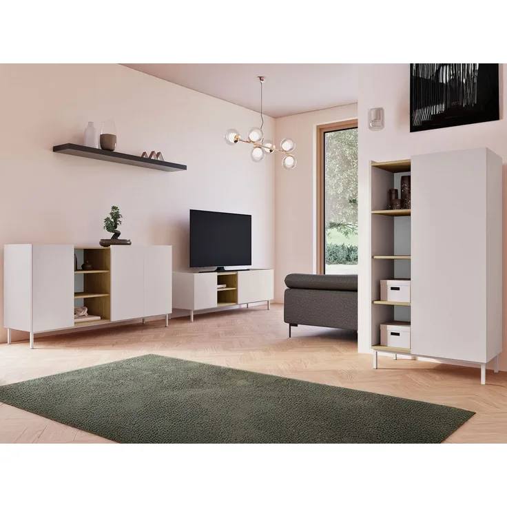 Wohnzimmer-Set Siapen (Farbe: Cashmere + Eiche Cremona)