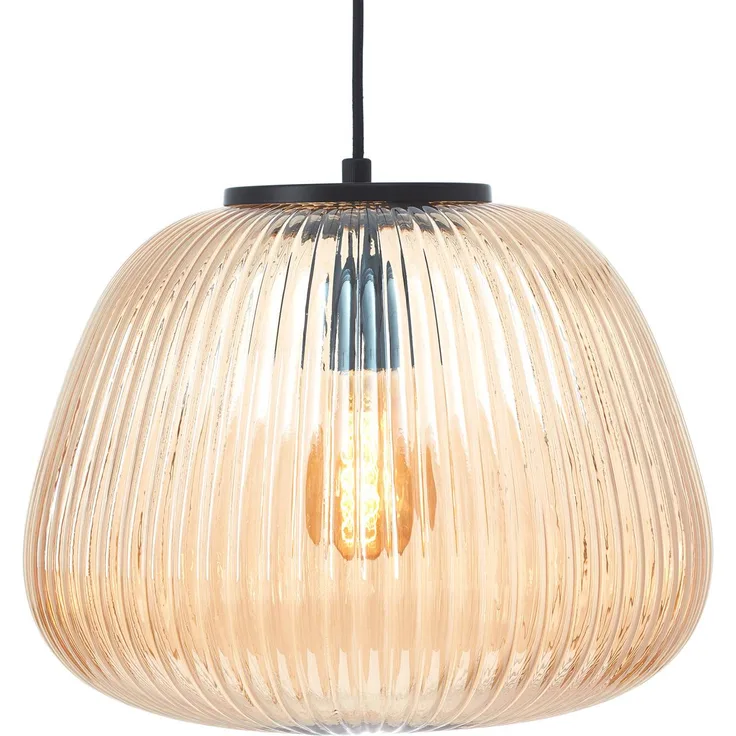 Brilliant Hängelampe Kaizen, Ø 35 cm, bernsteinfarbenes Glas, Pendelleuchte