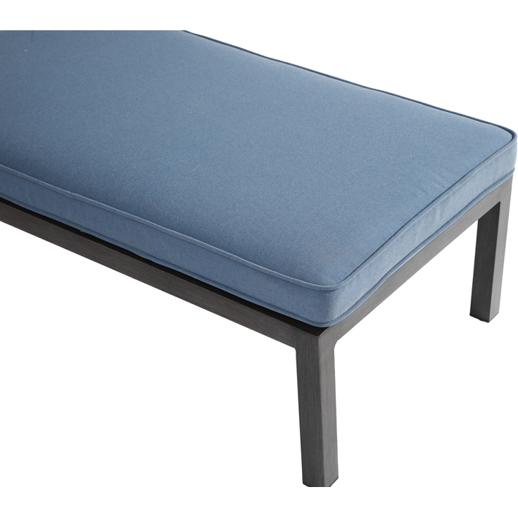 Lounge Gartenstuhl mit verstellbarer Rückenlehne, Aluminium Rahmen, bronzefarbene Pulverbeschichtung, Baumwollkissen blau – Bild 8