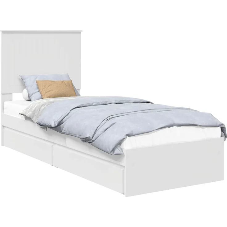 vidaXL Aufbewahrungsbett mit Kopfteil Weiß 75 x 190 cm Holzwerkstoff 3411257 – Bild 1