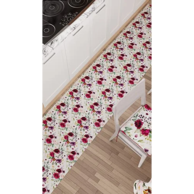 PETTI Artigiani Italiani - Teppich für Küche, rutschfest und waschbar, 52x240 cm, Blumenmuster, 07, 100% Made in Italy – Bild 3