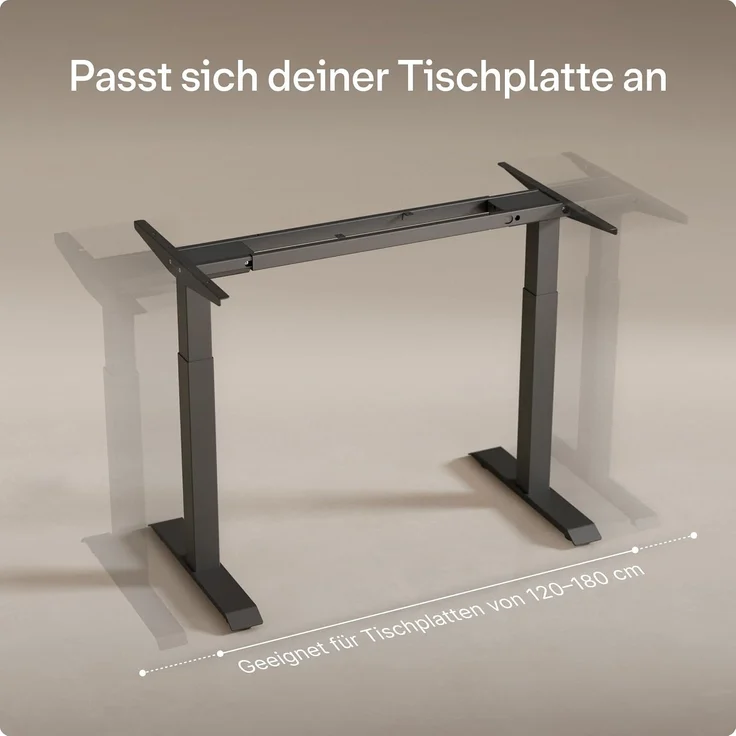 Desktronic Elektrisch Höhenverstellbarer Schreibtischgestell HomeOne, Schwarz, mit Memory-Funktion, Anti-Kollisions Technologie, USB-A und USB-C-Ladeanschlüssen – Bild 2