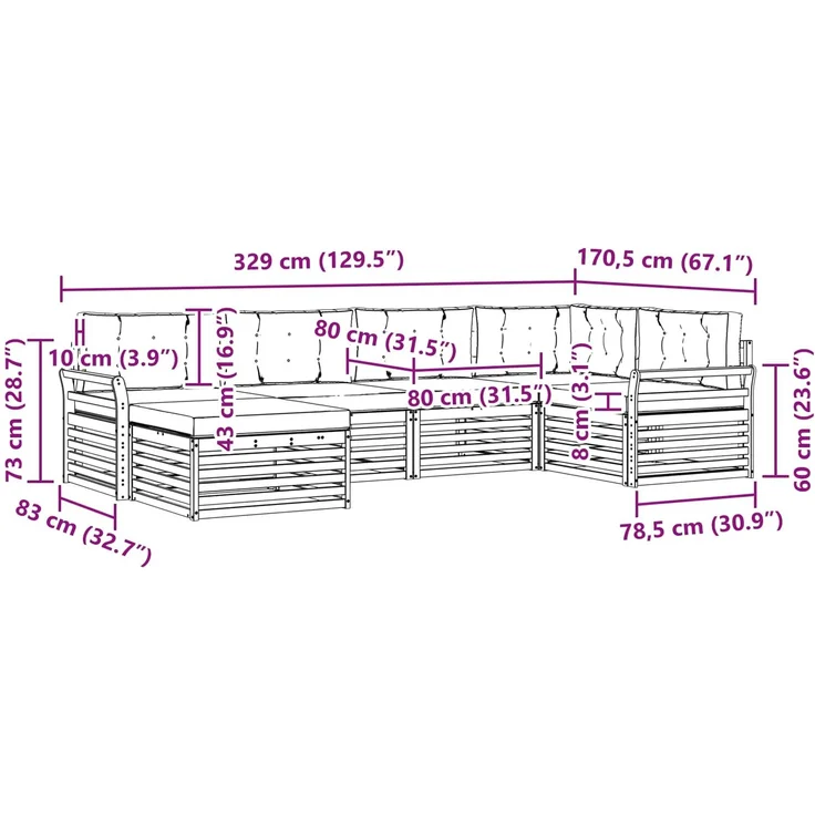 vidaXL Outdoor-Sofagarnitur 6 stk. 6-Sitzer Weiß und Creme Polyester 3390765 – Bild 9