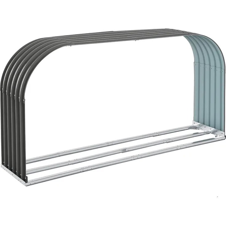 Outsunny Kaminholzregal-Erweiterung Kaminholzständer, Holzlager, Kaminholzunterstand, Brennholzregal, BxTxH:212 x 46 x 112 cm, (Kaminholzständer, 1-St, Holzlager), für Garten, Grau