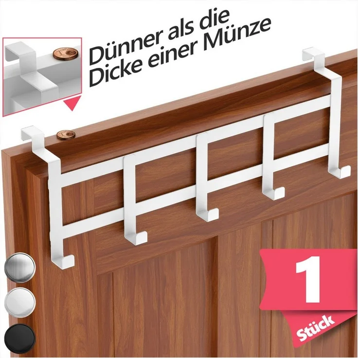 Lindenstein Türhaken Türhaken Innenseite Premium, Türen, (Packung, 1-St, 1), Ohne Bohren, langlebig, belastbar, rostfrei – Bild 1
