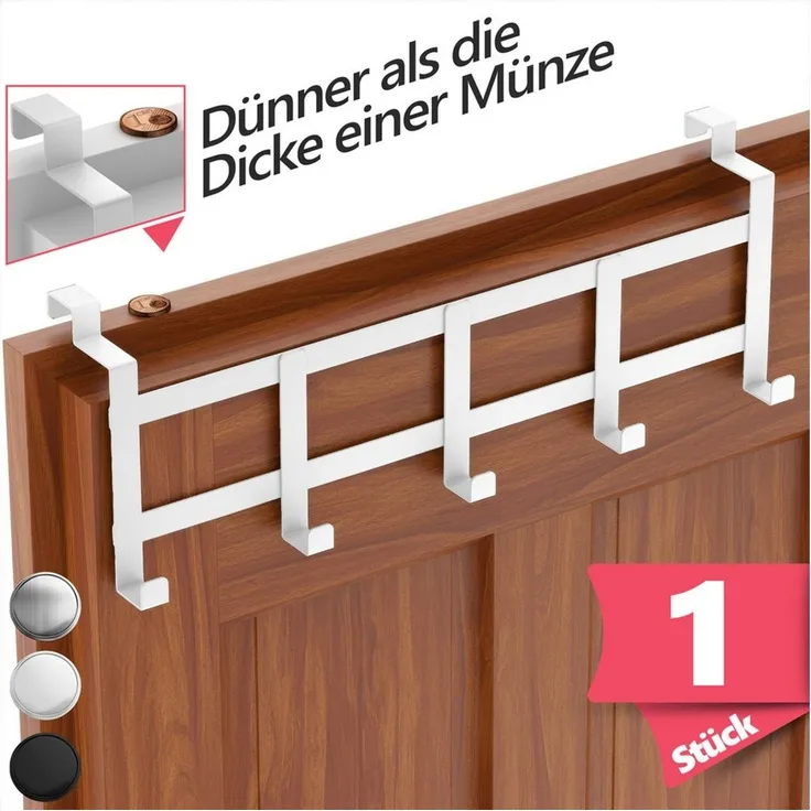 Lindenstein Türhaken Türhaken Innenseite Premium, Türen, (Packung, 1-St, 1), Ohne Bohren, langlebig, belastbar, rostfrei