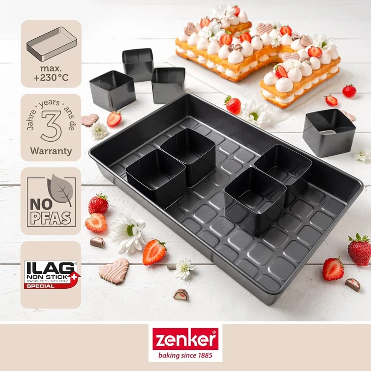 Zenker Springform Backform-Set für Zahlen und Buchstaben, Kuchenformen, 9-teilig – Bild 2