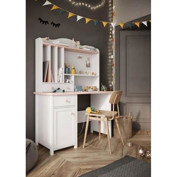 Compleo Kinderschreibtisch LARA mit Aufsatz, Schreibtisch für Mädchen, Weiß + Rosa – Bild 5