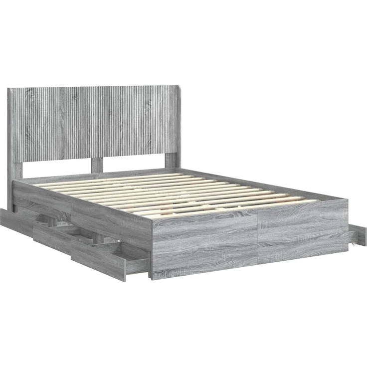 vidaXL Bettgestell mit Stauraum und Kopfteil Sonoma-Grau 150 x 200 cm 3413940 – Bild 5
