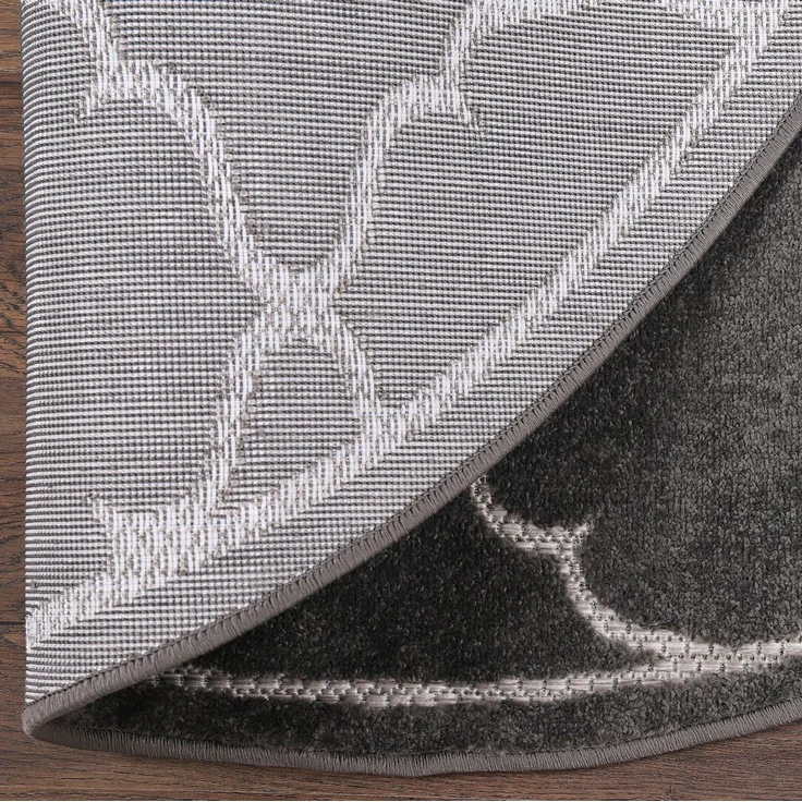 Sanat 'Berlin' Teppich, Höhe: 6 mm, In -und Outdoor geeignet, Grau, 120 cm (Rund) – Bild 3