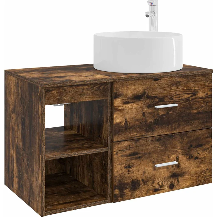 vidaXL Badezimmerschrank-Set 2 stk. Geräucherte Eiche 3403932 – Bild 2