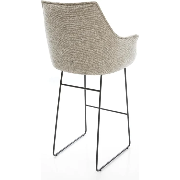 Barstuhl Alja-Flex Webstoff Soft Beige Kufengestell Metall Schwarz Taschenfederkern – Bild 7