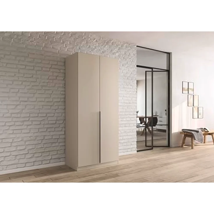 Rauch Möbel Alabama, Kleiderschrank für Schlafzimmer, Kinderzimmer, Wohnzimmer, Garderobe, Flur, 2-türig, mit Zubehör Basic, Farbe Beige, Breite 91 cm – Bild 3
