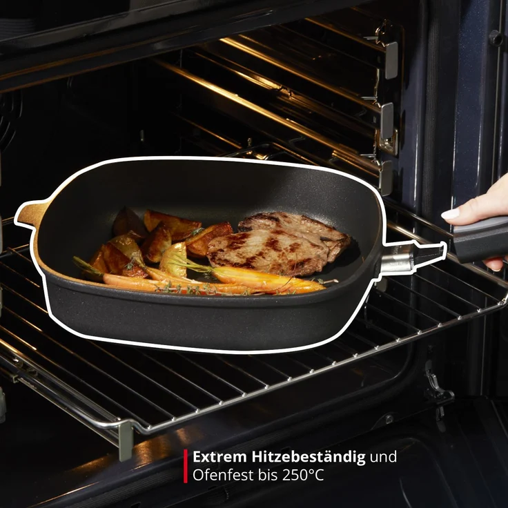 MEISTERKOCH Bratpfanne 28x28 cm, Induktion, Antihaft, abnehmbarer Griff | 6,5 cm hoher Rand, 4,3l Volumen | Made in Germany | 4-lagige Titanium-Versiegelung, spülmaschinengeeignet – Bild 4