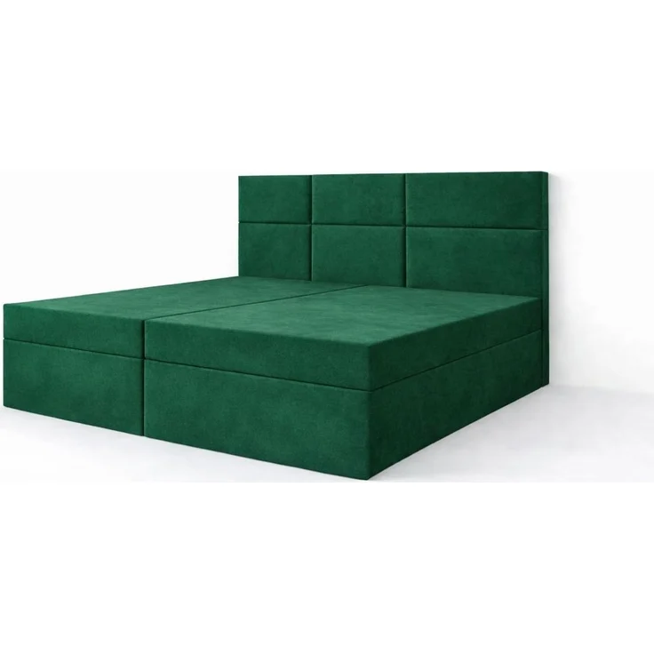 KRISAN MÖBEL Kontinentalbett DREAM2 Dunkelgrün mit 2 Bettkasten und ergonomischem Topper, Bonell-Federkern Matratze Grün, 160 x 200 cm – Bild 1