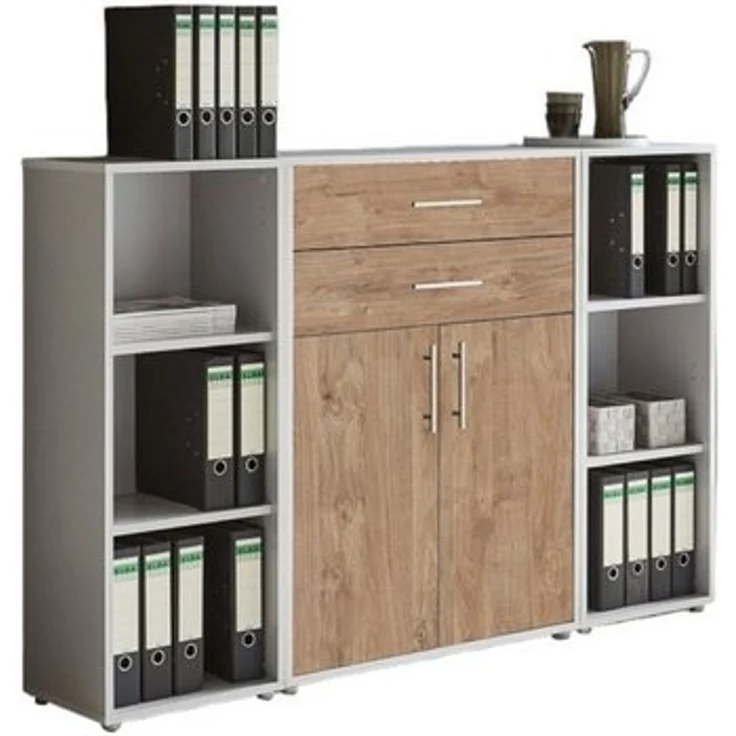 moebel-dich-auf Aktenschrank TABOR 13 (Aktenregale/Aktenschränke ideal für DIN A4 Ordner inkl. 2 Einlegeböden und 2 Schubkästen, Büroschrank abschließbar mit Griffen aus Edelstahl) Made in Germany – Bild 3