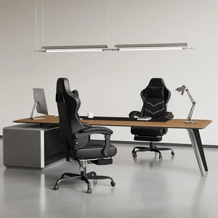 JUMMICO Ergonomischer Bürostuhl mit Dynamischer Lordosenstütze & Fußraster, Gaming Stuhl für Langzeitkomfort, Atmungsaktiver Schreibtischstuhl Stoff für Homeoffice, Schwarz – Bild 2