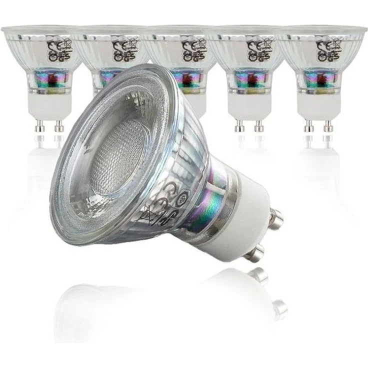 B. K. Licht - 10er Set LED Lampe GU10 mit warmweißer Lichtfarbe, 5 Watt, 400 Lumen, LED, LED Glühbirne, LED Leuchtmittel, LED Birne, Reflektor, Glühlampen, Bulb, 5,3x5 cm, Transparent – Bild 4