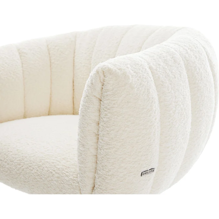 Drehstuhl Jada-Flex Bouclé Weiß Fußkreuz Graphit 360° drehbar Wippfunktion Taschenfederkern – Bild 4