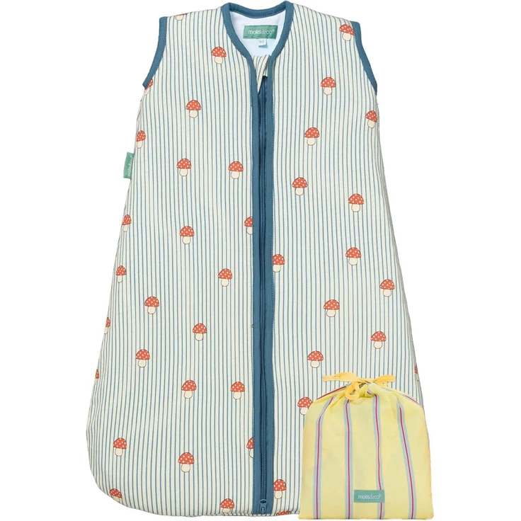 molis&co - Baby Schlafsack ärmellos - Ideal für Frühling und Herbst - Babyschlafsack 1 tog ohne Ärmel - Leicht gepolstert - 100% Baumwolle (Oeko-TEX 100), Premium Qualität - Mushrooms (70 cm)