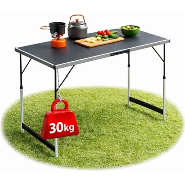 BigDean Klapptisch Stabiler Multifunktionaler höhenverstellbarer klappbarer Campingtisch (Packung, 1-St, Klapptisch), 4-fach Höhenverstellbar, 30kg Belastbar, 0,6qm Fläche – Bild 1