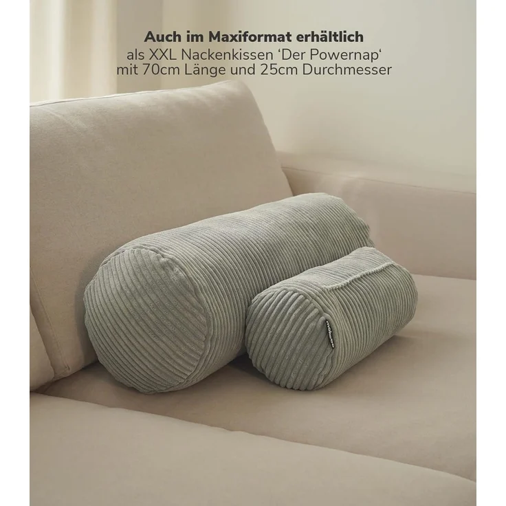mokebo Nackenrolle Das Nickerchen, aus Cord Stoff, auch als gemütliches Nackenkissen, Kissenrolle o. Zierkissen in Beige – Bild 6