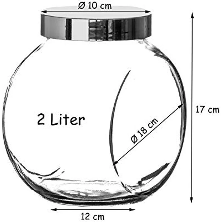 BigDean 4er Set 2 Liter Bonbonglas mit Schraubdeckel - Candy-Glas groß - Für Süßigkeiten, Kekse, Mehl-Aufbewahrung & Gewürze - Made in Germany - Spülmaschinenfest – Bild 6