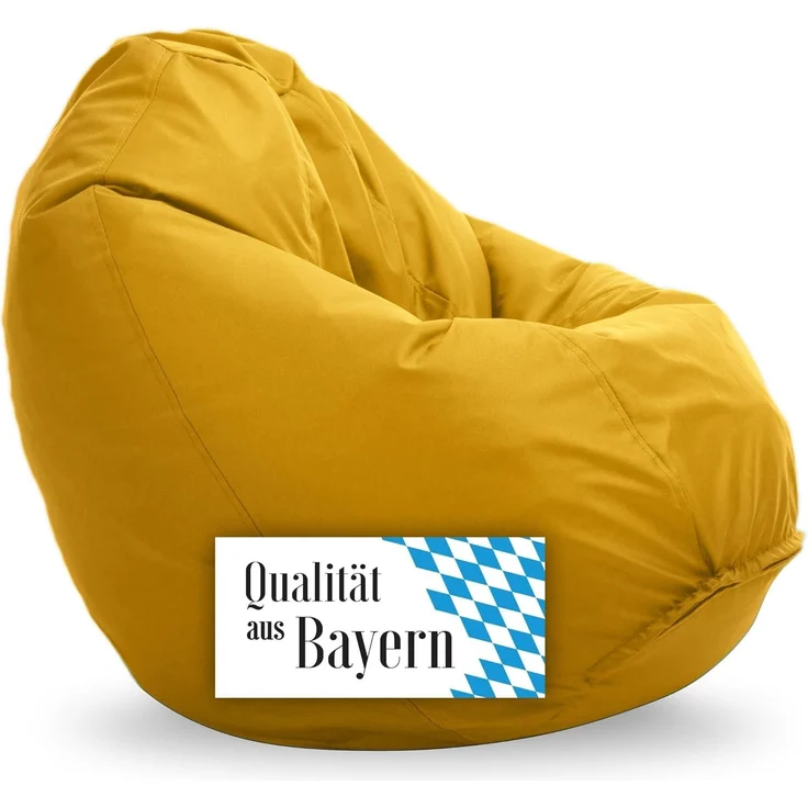 Bruni Sitzsack Classico L in Gelb – XL Sitzsack mit Innensack zum Lesen, Abnehmbarer Bezug, lebensmittelechte EPS-Perlen als Bean-Bag-Füllung, aus Deutschland