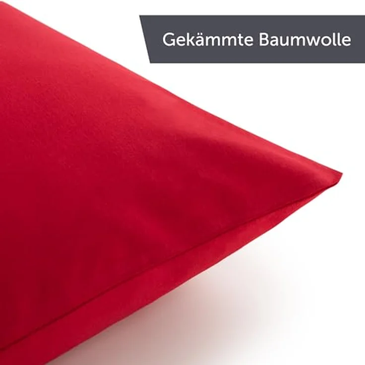 Blumtal Jersey Kissenbezug 45x45 im 2er Set - Oeko-TEX zertifizierte Kopfkissenbezüge 45x45 aus 100% Baumwolle - weiche Kissenhülle für Kissen 45x45 cm mit Reißverschluss - Rot – Bild 8