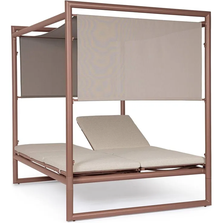 Gartendaybed Ronoko aus Aluminium, modern gepolstert, verstellbare Rückenlehne, beige Barin