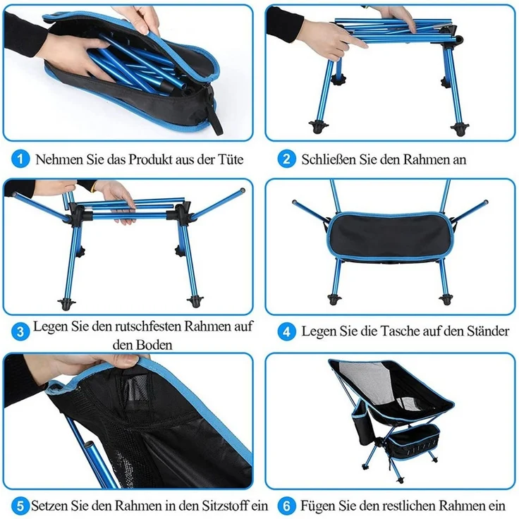TUWENA Klappstuhl Campingstuhl, Ultraleichter Klappstuhl Gartenstuhl Faltstuhl Tragbar – Bild 4