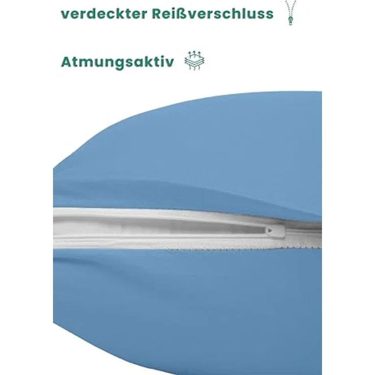 Livessa Seitenschläferkissen Bezug 40x145 - Verdeckter Reißverschluss an der Langen Seite, aus%100 Baumwolle Jersey Stoff, Ultra weich und atmungsaktiv, Oeko-Tex Zertifiziert – Bild 3