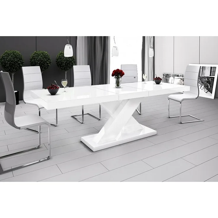 designimpex Esstisch Design Tisch HE-888 Weiß Hochglanz ausziehbar 160 bis 210 cm